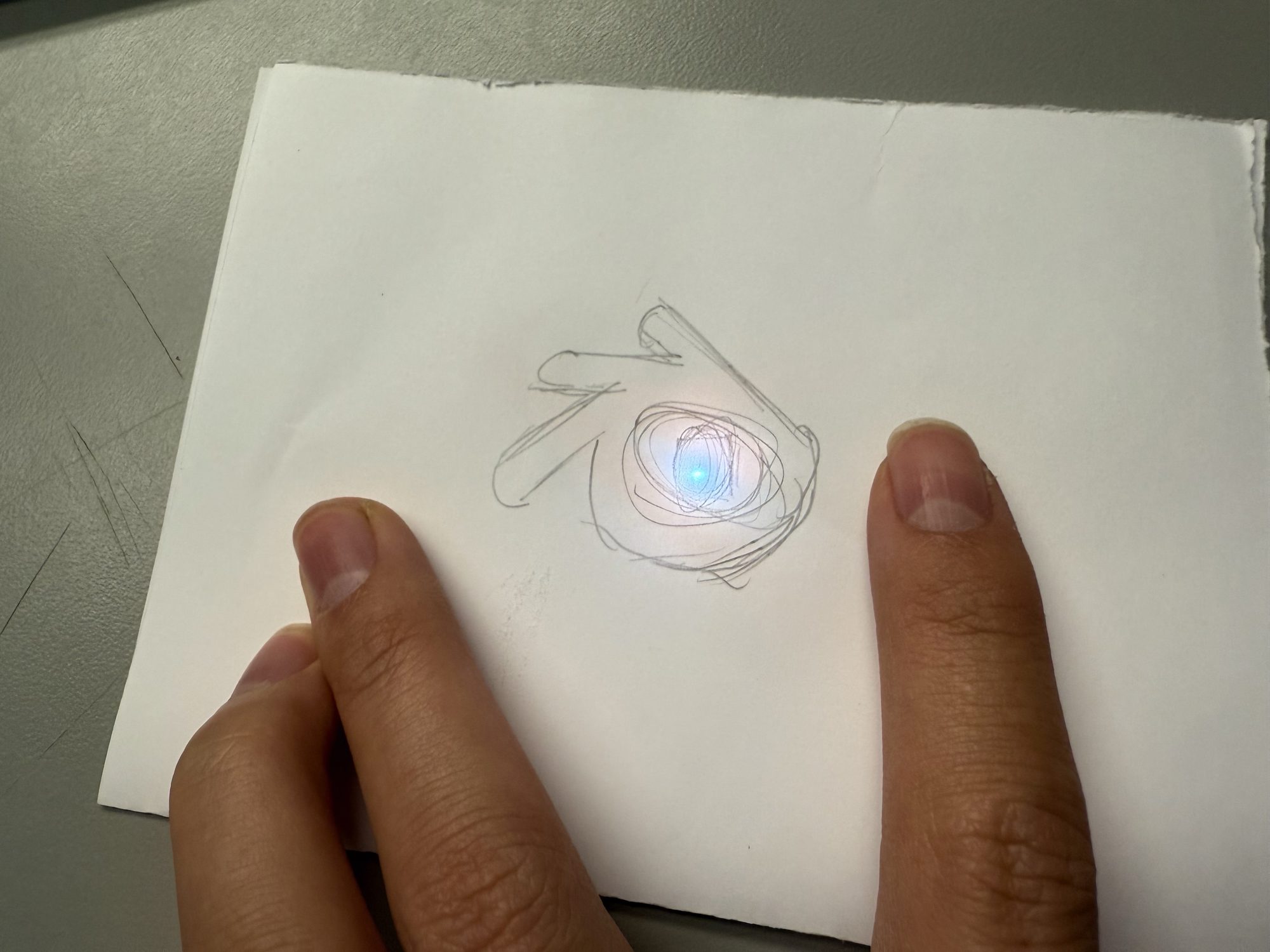 Blender icon with copper tape and blue LED