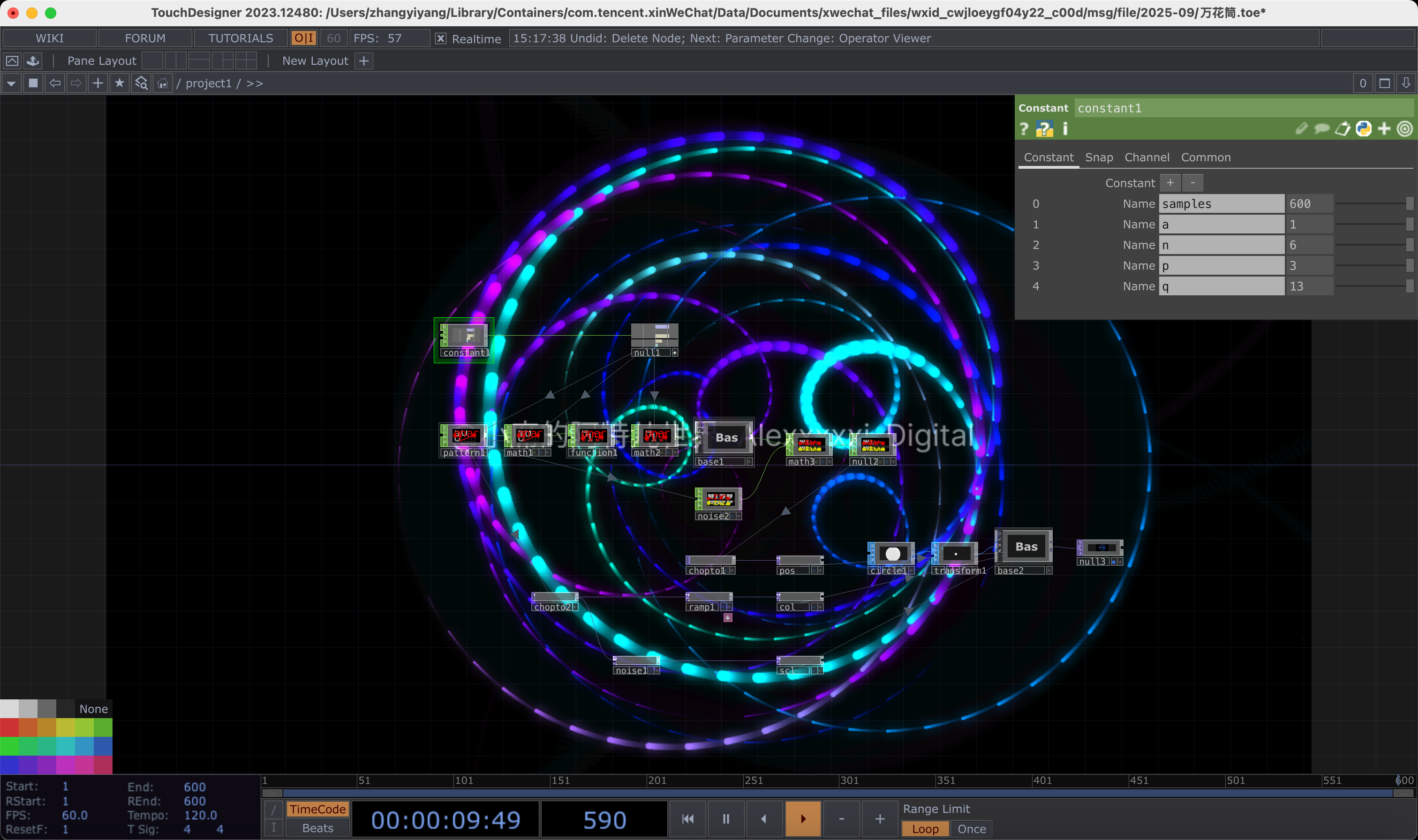 TouchDesigner prototype — solar energy mapped to colour and particle density