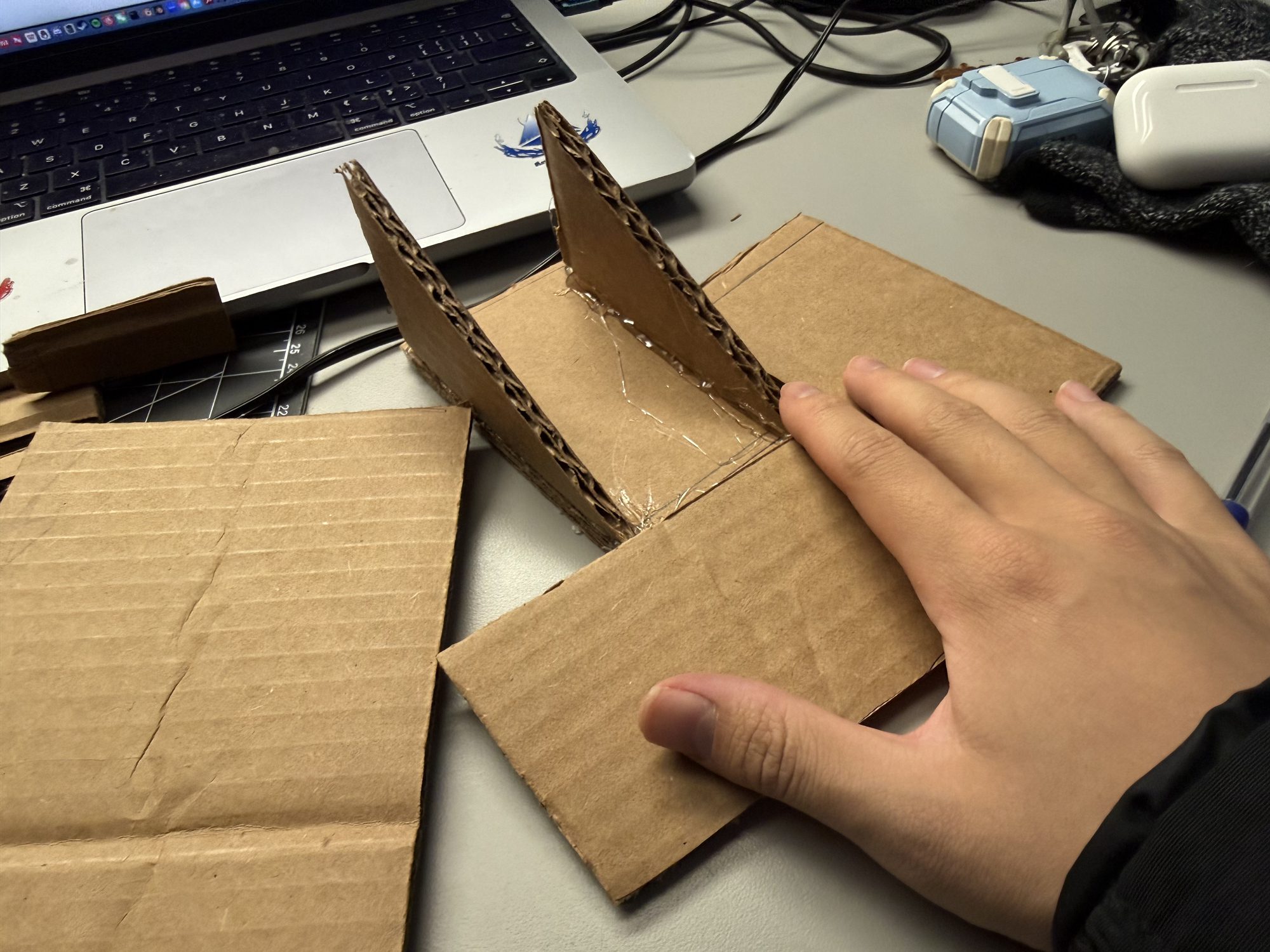 Assembly with hot glue