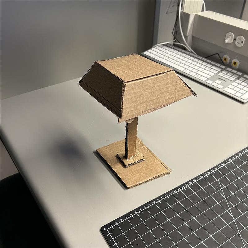 Cardboard prototype checking balance and internal volume