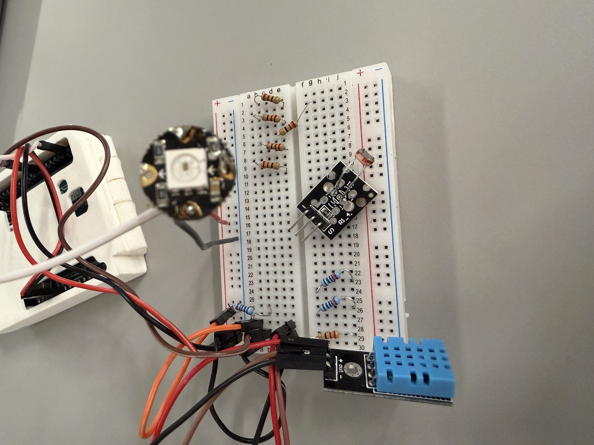Breadboard without LCD — added light sensor