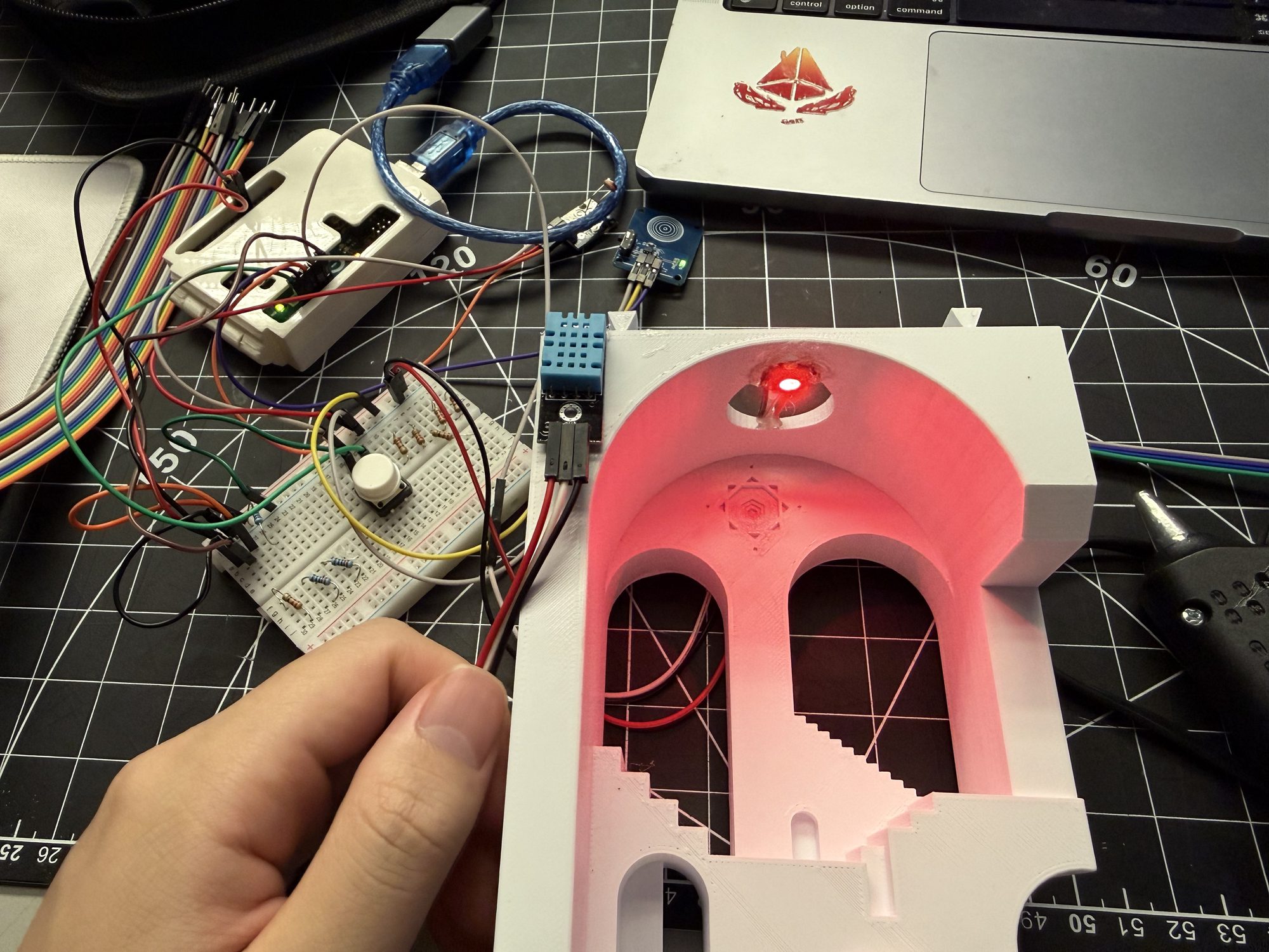 Red tier glow inside enclosure